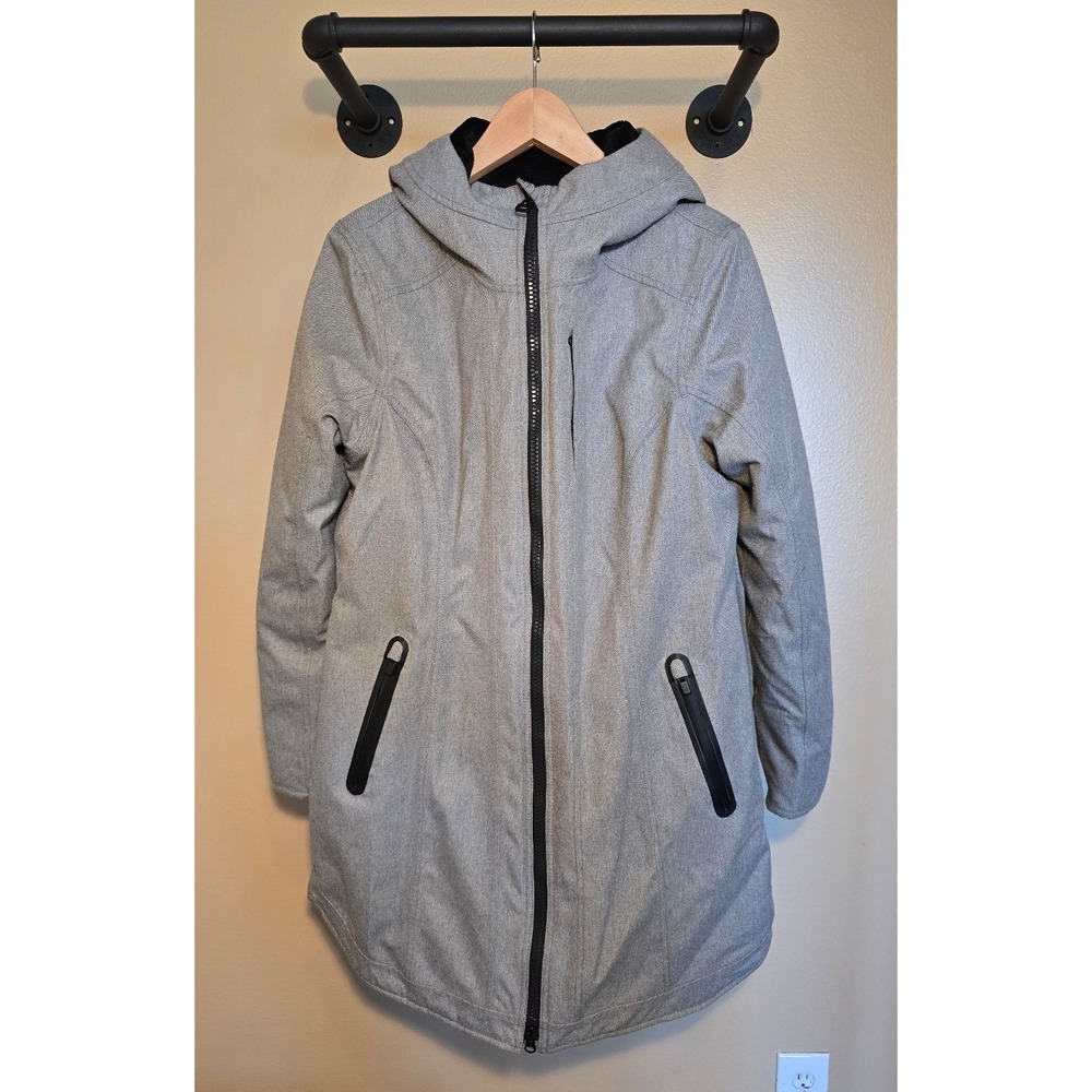 Athleta heather grey mid length Parka/ winter coat Women's size medium